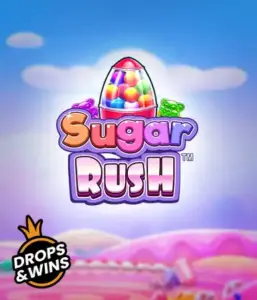 Experience the sweet world of Sugar Rush by Pragmatic Play, showcasing a colorful candy dispenser against a dreamy candyland background. This image evokes the playfulness of the game, enhanced with multicolored candies and charming typography. Great for players seeking a sweet adventure, delivering hours of fun. 